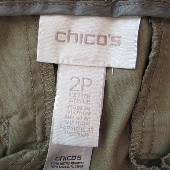 Chico's Olive Green Cotton/Nylon Pants Size 2P (Size 12 petite) - Picture 2 of 15
